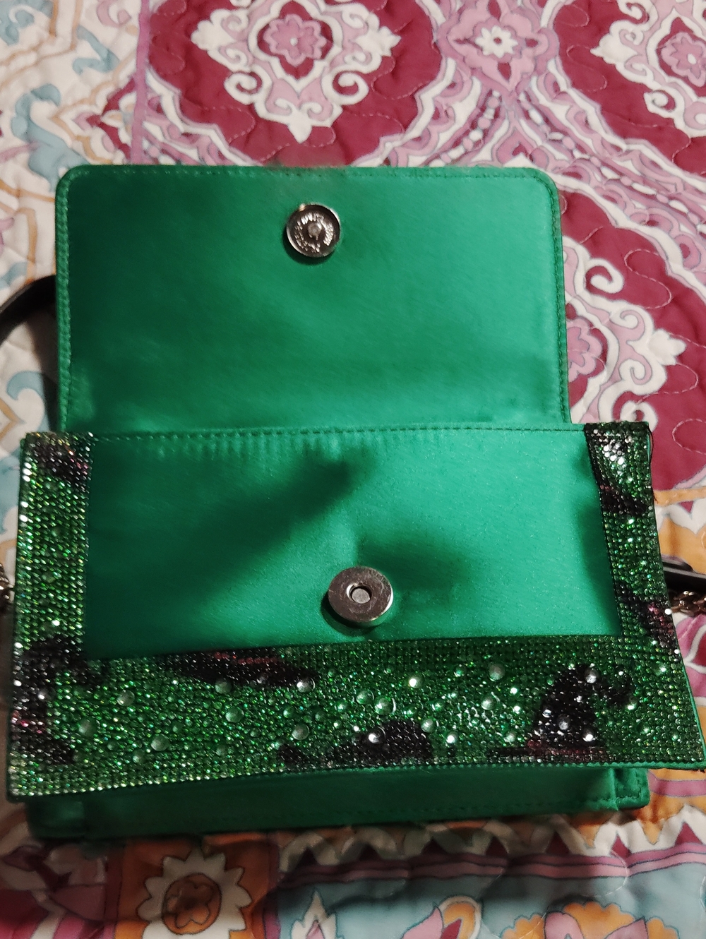 Betsey Johnson Witch Hat Crystal Embellished Green Crossbody Bag - Picture 6 of 8